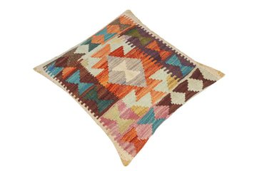 handmade Traditional Pillow Rust Blue Hand-Woven SQUARE 100% WOOL kilim throw pillow